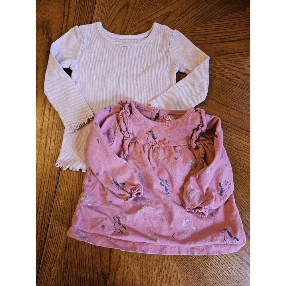 2 baby girls WINTER TOPS size 12‎ month Long Sleeve Shirt Bundle